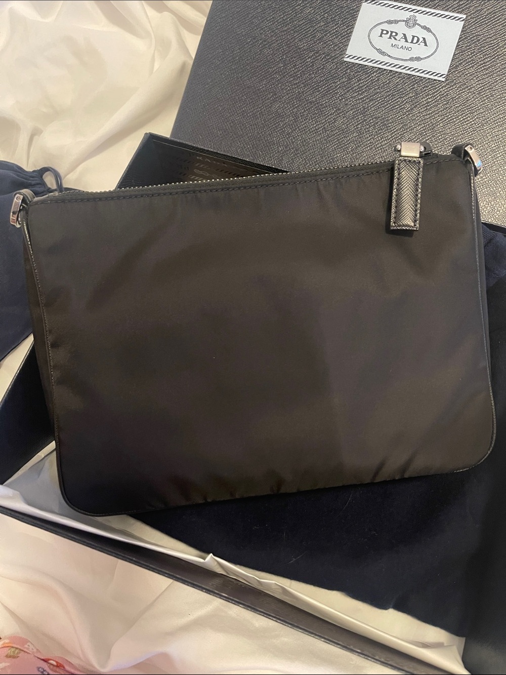 Authentic Prada Black Re-Nylon and Saffiano leather shoulder bag - Picture 8 of 11